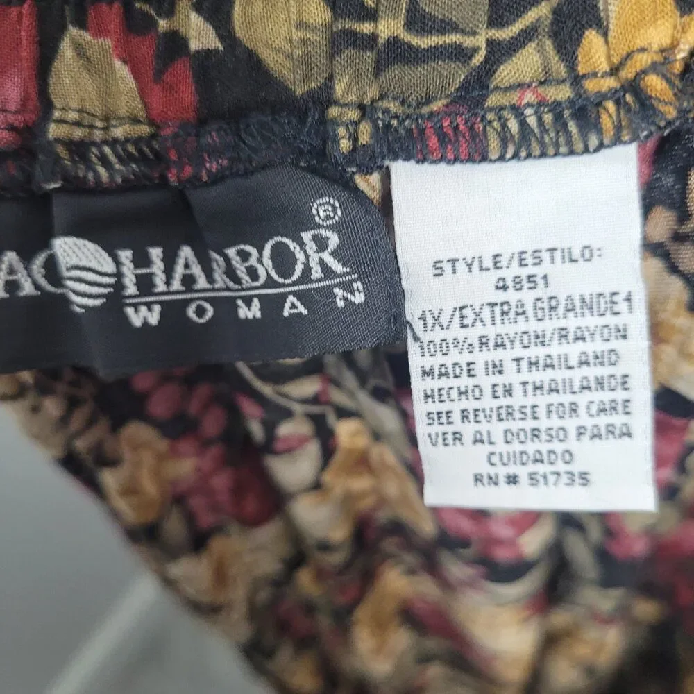 Vintage 90s dark moody floral button front pull on plus size romantic skirt 1x - Picture 5 of 8